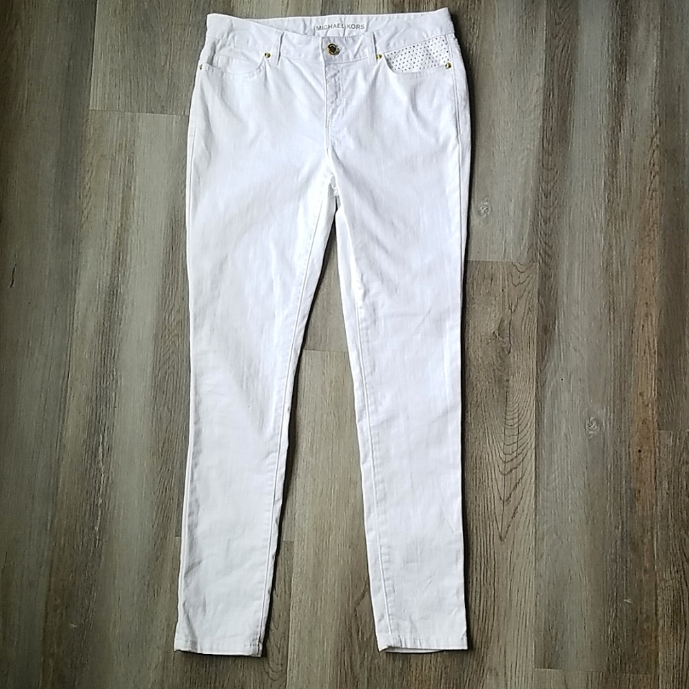 Michael Kors Skinny Jeans EUC with gold bling
